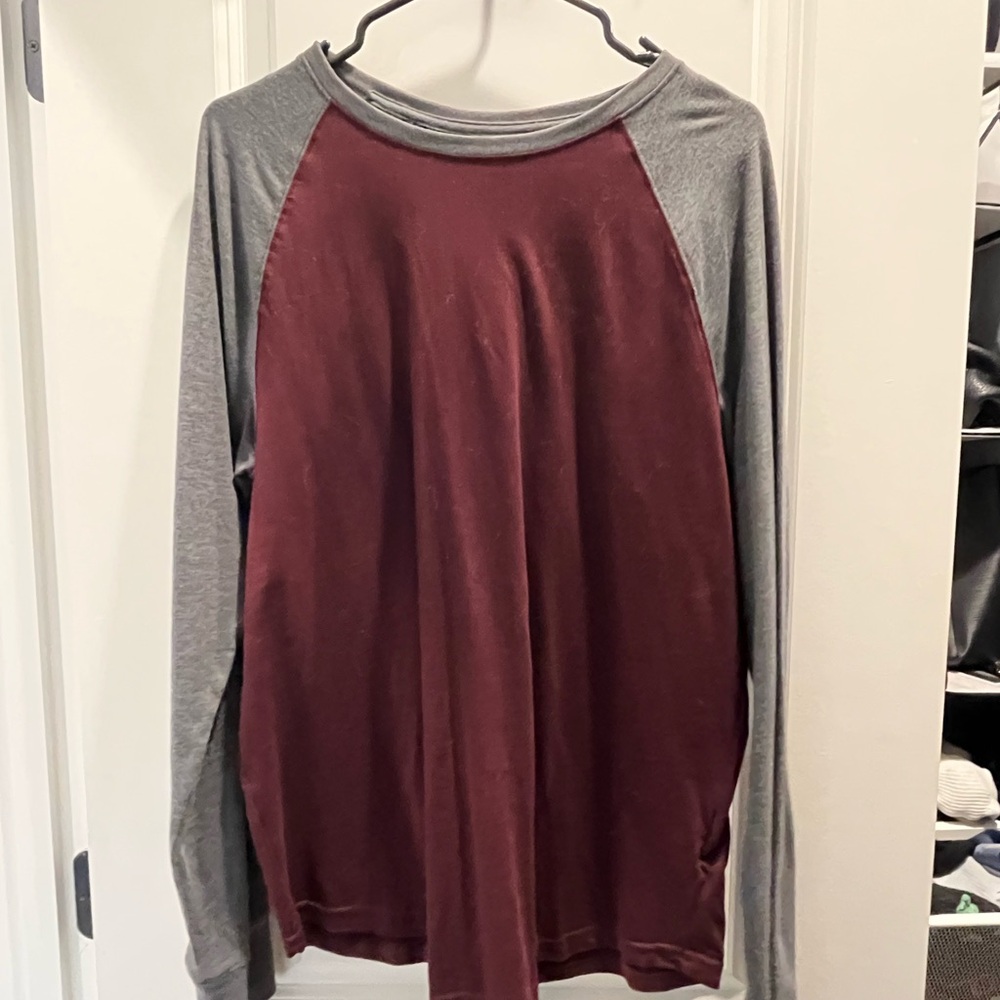 Goodfellow & Co. Burgundy and Gray Long Sleeve Tee